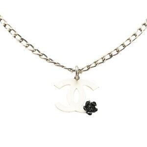 CHANEL Authentic White Logo Necklace